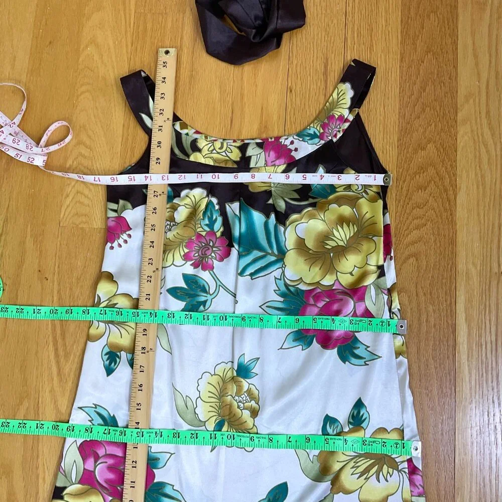 Geisha Dress Silk Floral Brown Yellow Multi (S) - Picture 9 of 9